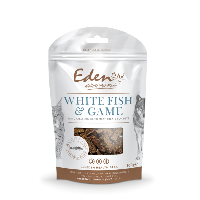 Eden Holistic Pet Food Treats 100g White Fish & Game