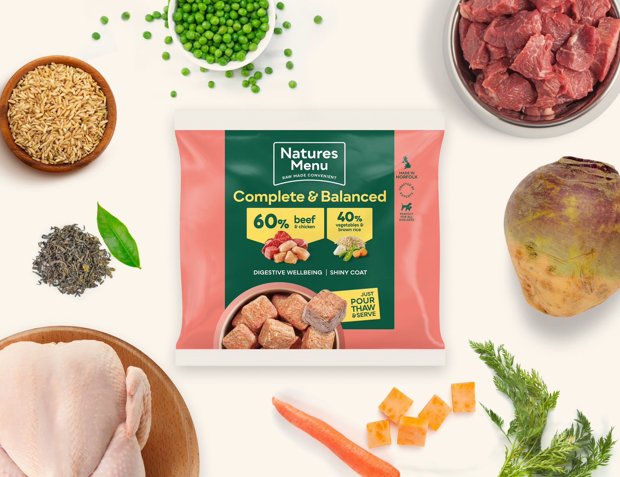Natures Menu 60/40 Complete and Balanced Beef & Chicken 1kg Nuggets