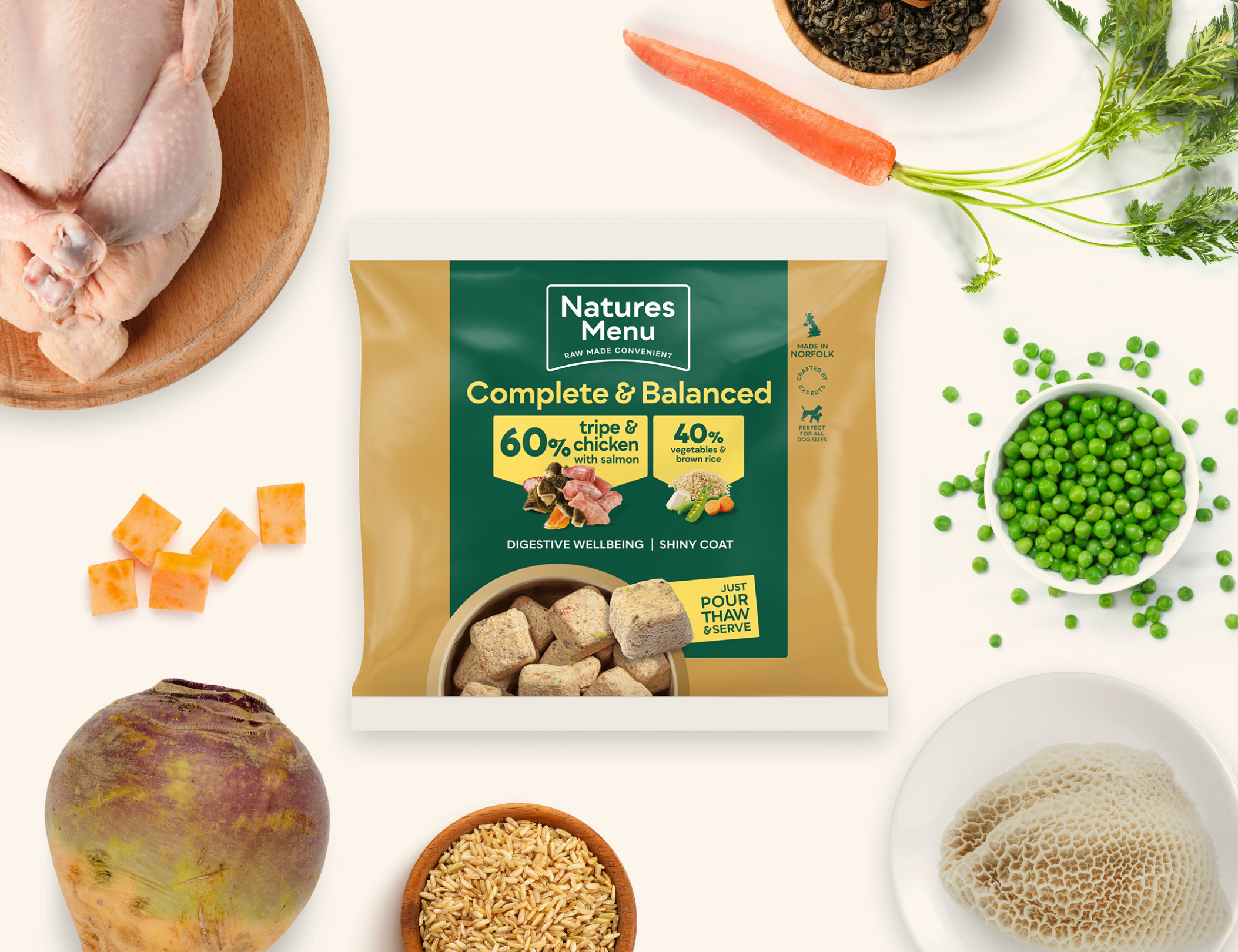 Natures Menu 60/40 Complete and Balanced Tripe & Chicken 1kg Nuggets