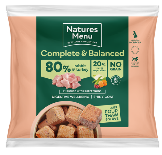 Natures Menu 80/20 Complete and Balanced Rabbit & Turkey 1kg Nuggets