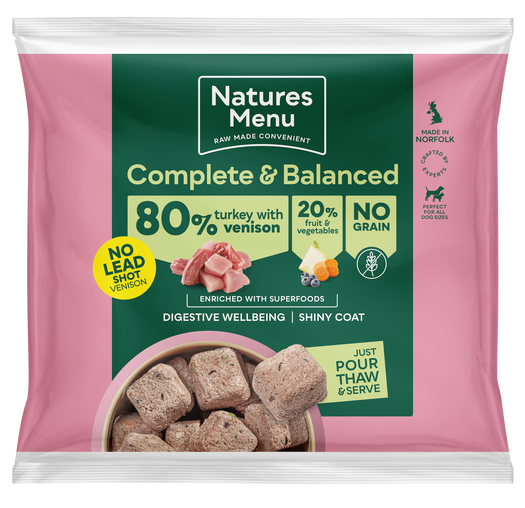 Natures Menu 80/20 Complete and Balanced Venison & Turkey 1kg Nuggets