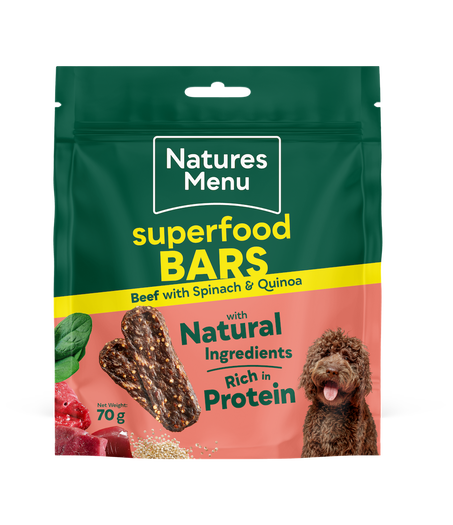 Natures Menu SUPERFOOD BARS BEEF WITH SPINACH & QUINOA 70G